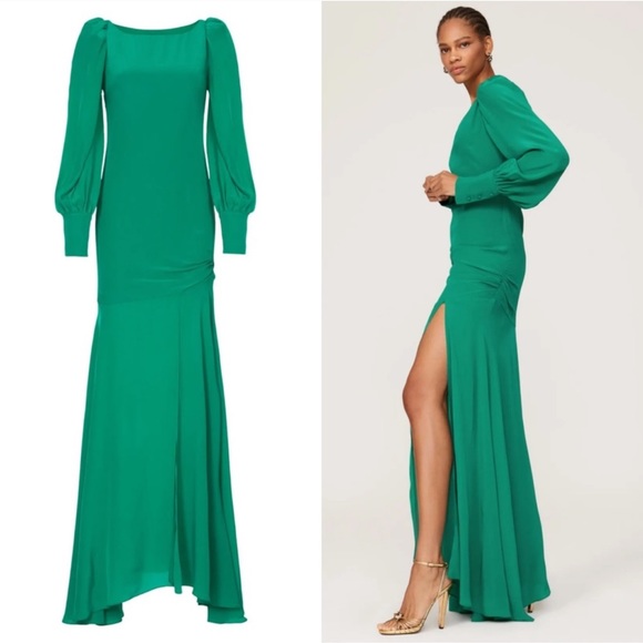 De La Vali Presley Gown Maxi Dress in Green Size UK 10 US 6 - Picture 4 of 13